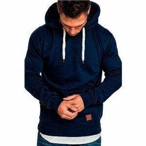 Men Hoodie Casual Hooded Solid Pocket Slim Fit Sweatshirts Pullover Sweater Tops